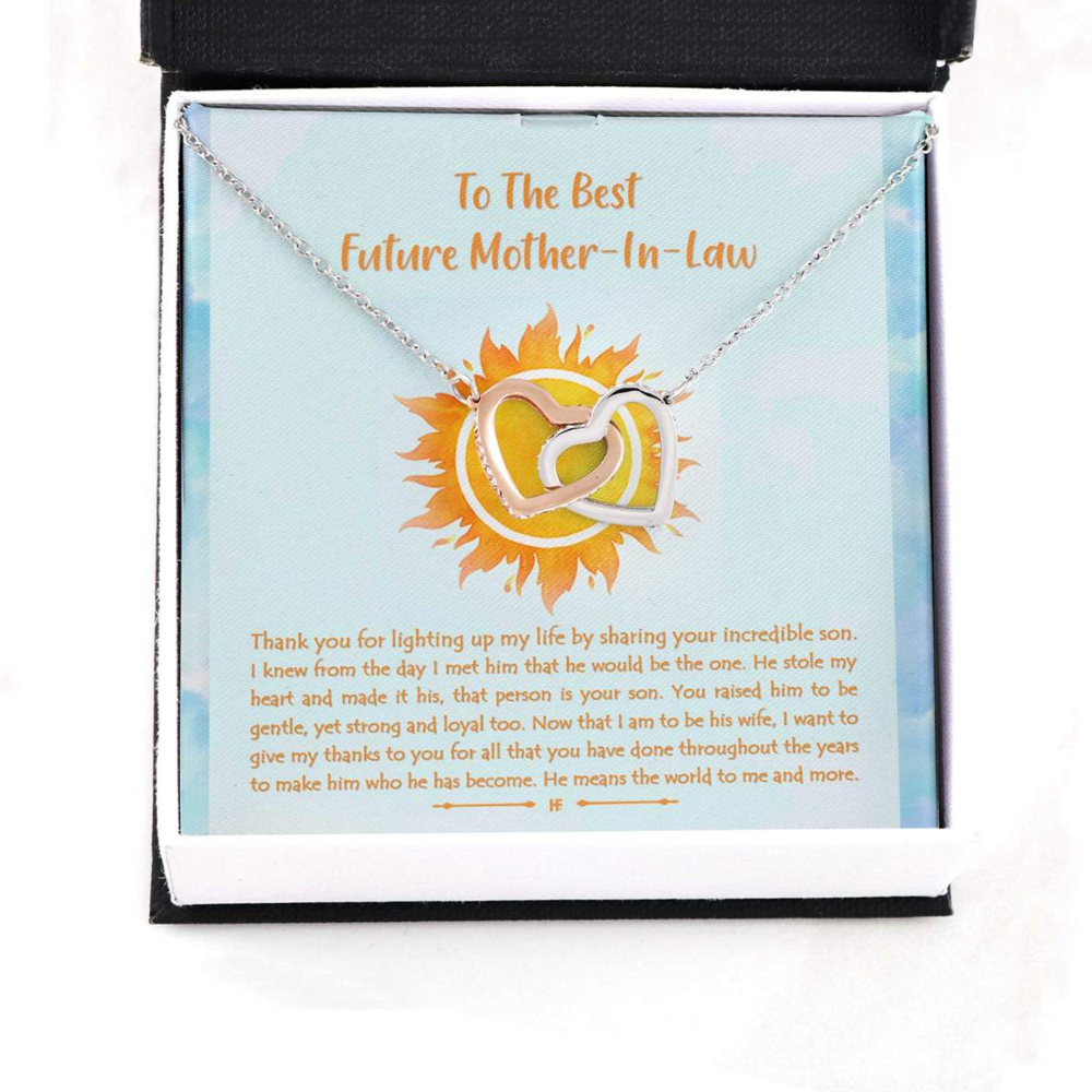 Mother-In-Law Necklace, Daughter, Gift Future Mother In Law Interlocking Hearts Necklaces - Thegiftio UK