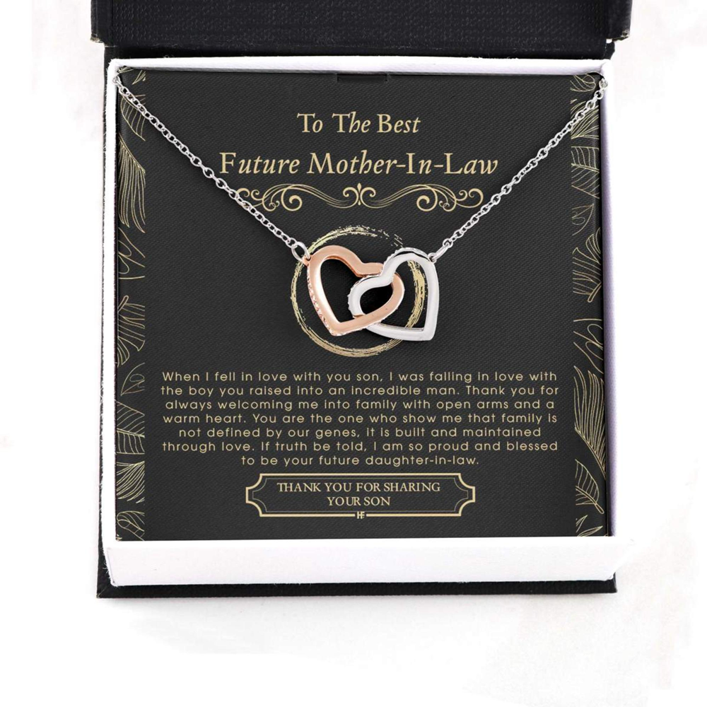 Mother-In-Law Necklace, Daughter, Gift Future Mother In Law Interlocking Hearts Necklaces - Thegiftio UK