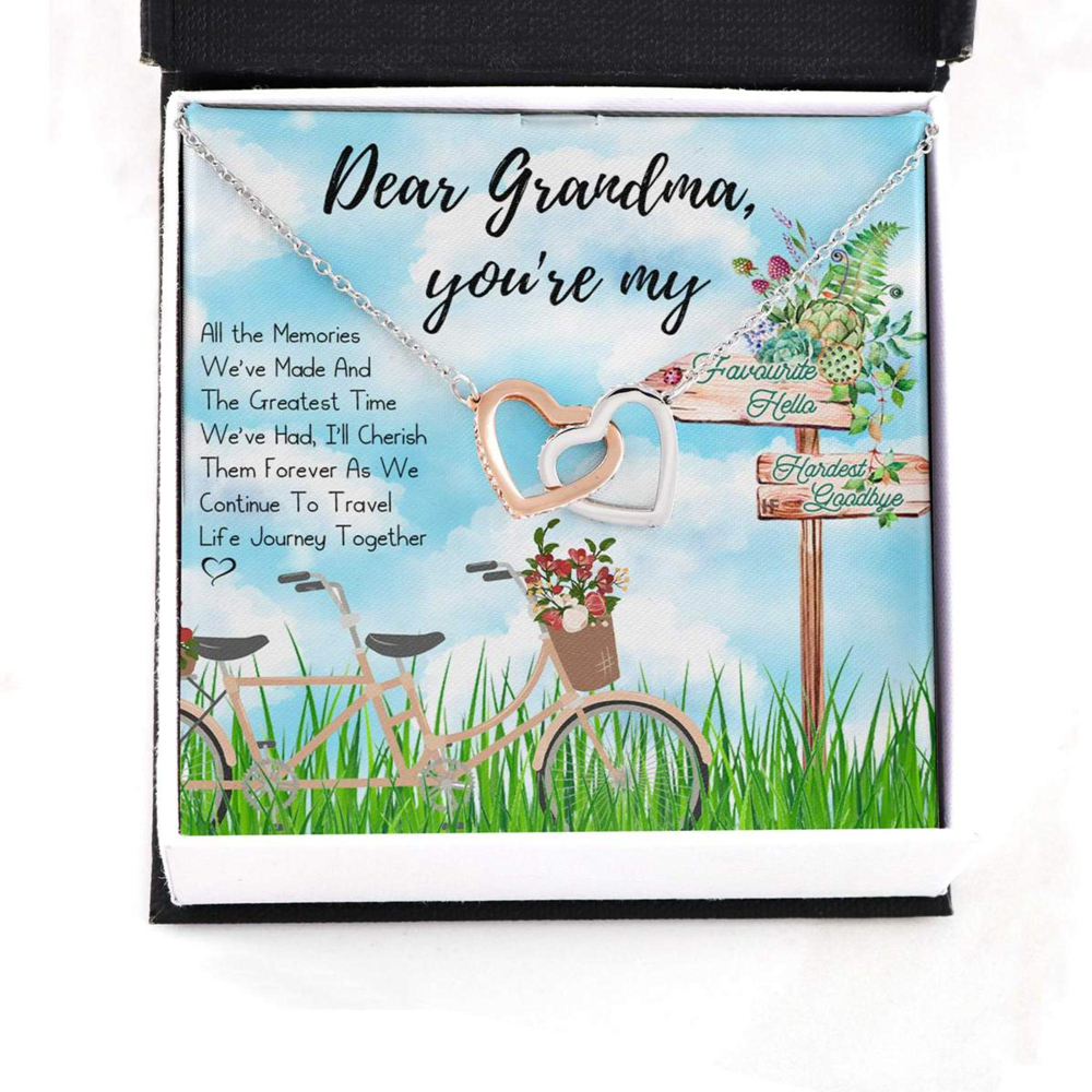 Grandmother Necklace, Vintage Gift For Your Beloved Grandma On Mother, Day With Bicycle Interlocking Hearts Necklaces - Thegiftio