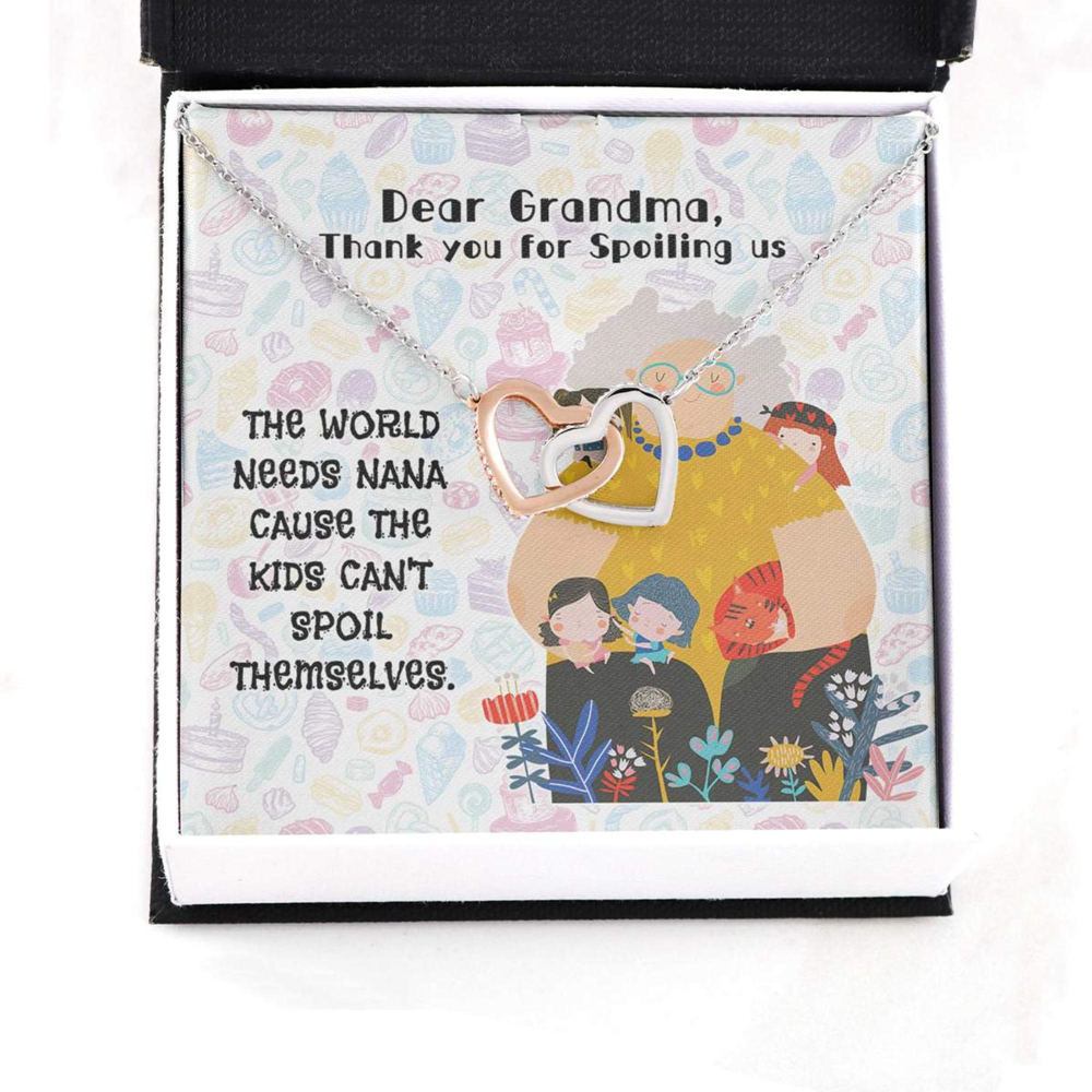 Grandmother Necklace, Funny &Amp; Cute Gift For Your Cool Nana On Mother, Day Interlocking Hearts Necklaces - Thegiftio