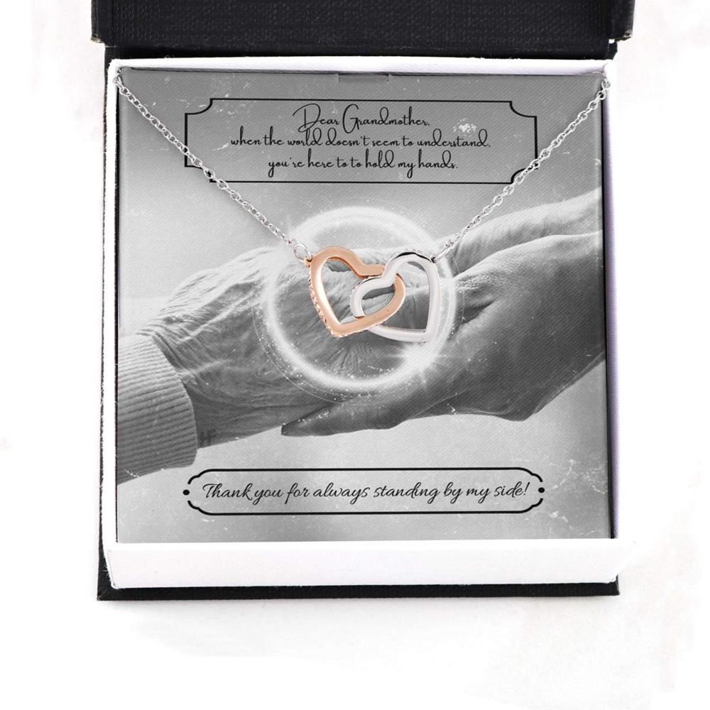 Grandmother Necklace, Gift For Your Grandma Who Always Got Your Back On Mother, Day Interlocking Hearts Necklaces - Thegiftio