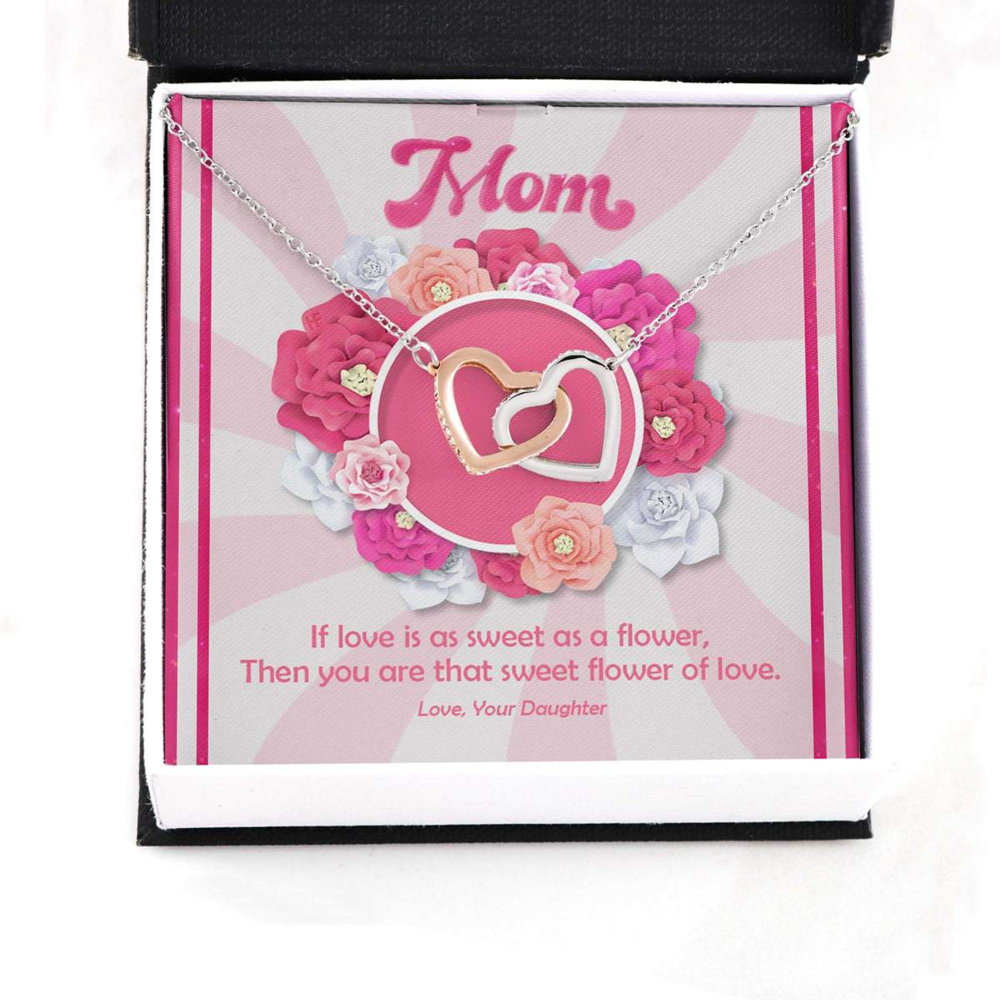 Mom Necklace, My Mother Is The Sweet Flower Of Love Interlocking Hearts Necklaces - Thegiftio UK
