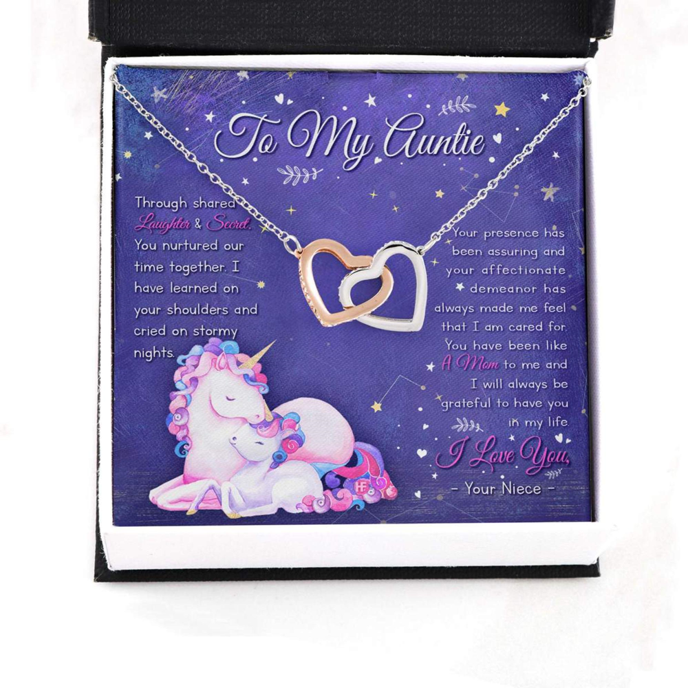 Aunt Necklace, Stepmom Necklacegift For Your Magical Unicorn Auntie On Mother, Day Interlocking Hearts Necklaces - Thegiftio