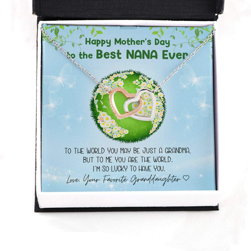 Grandmother Necklace, Gift For Your Nana Who Means The World To You On Mother, Day Interlocking Hearts Necklaces - Thegiftio UK