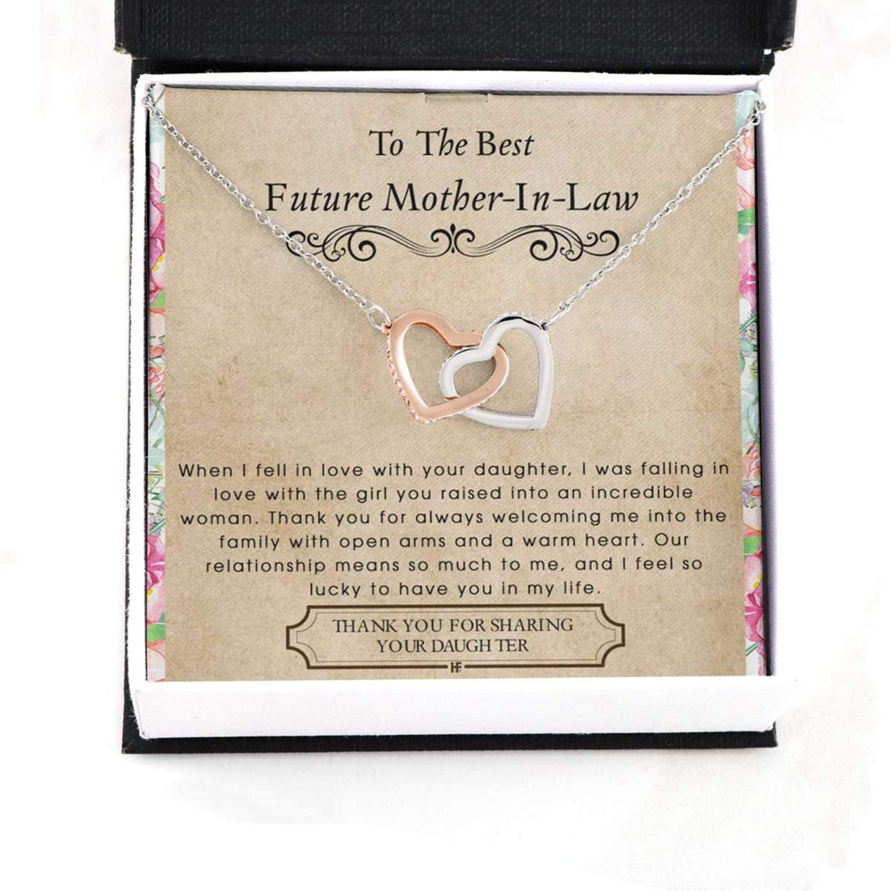 Mother-In-Law Necklace, Interlocking Hearts Necklaces Future Mother In Law Necklace: Gift For Mother, Day From Future Son, Heartfelt Message Card - Thegiftio UK