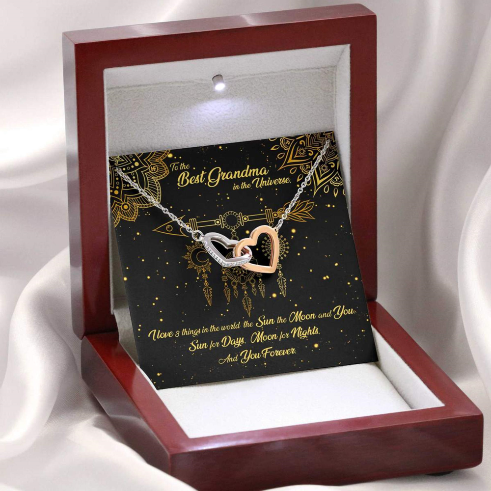Grandmother Necklace, Gift For Your Grandma On Mother, Day With The Sun, Moon, Stars And Dreamcatcher Necklace