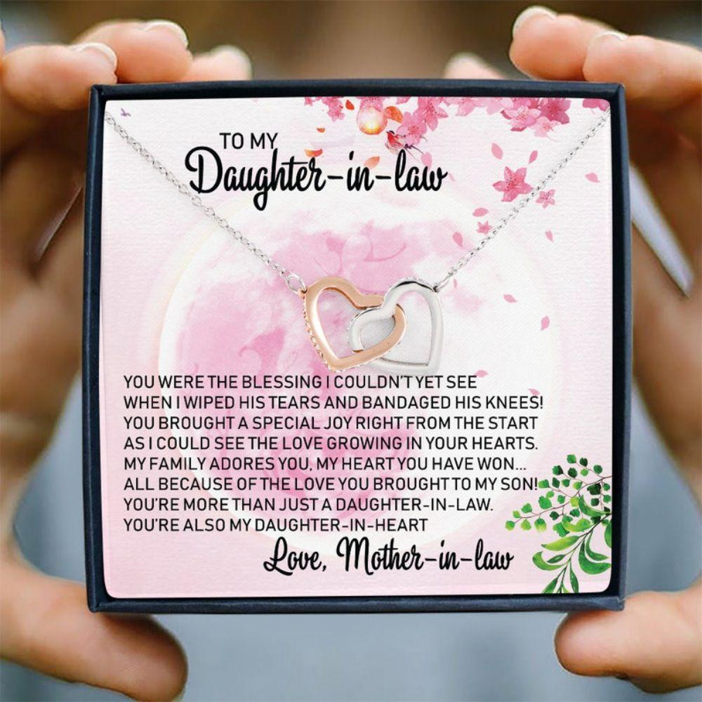Daughter Necklace, To My Daughter In Law Joined Hearts Necklace, Gift For Daughter In Law, Welcoming Daughter In Law Into Family - Thegiftio UK
