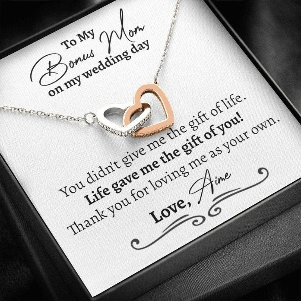 Stepmom Necklace, Stepmother Wedding Gift From Bride, Stepmother Of The Bride Gift, Bonus Mom Gift For Stepmother, Wedding Necklace - Thegiftio UK
