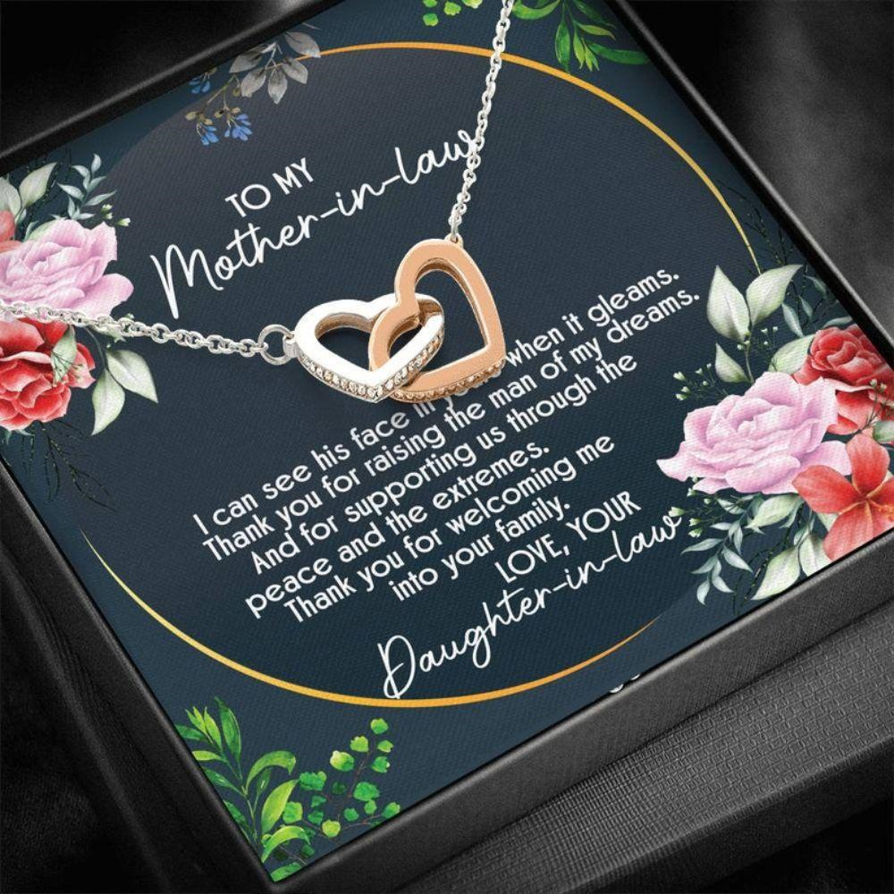 Mother In Law Necklace, To My Mother In Law ‘Flowers’ Joined Hearts Necklace, Mother In Law Gifts, Gift For Mother In Law, In Laws Gift - Thegiftio UK