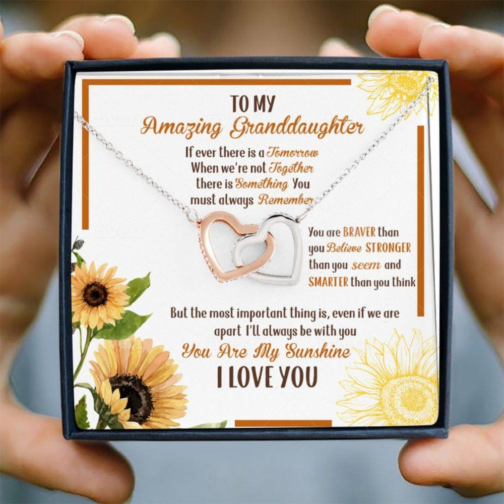 Granddaughter Necklace, To My Amazing Granddaughter Joined Hearts Necklace, Granddaughter Gifts, Granddaughter And Grandma Necklace - Thegiftio UK