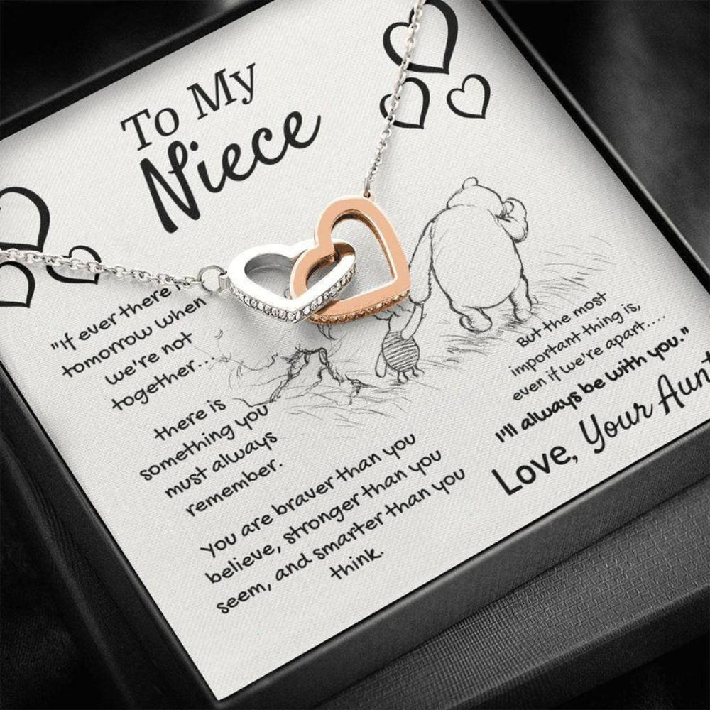 Niece Necklace, To My Niece Love, Your Aunt Interlocking Hearts Necklace, Gift For Niece, Niece Gift From Aunt, Niece Birthday Necklace Gift - Thegiftio UK