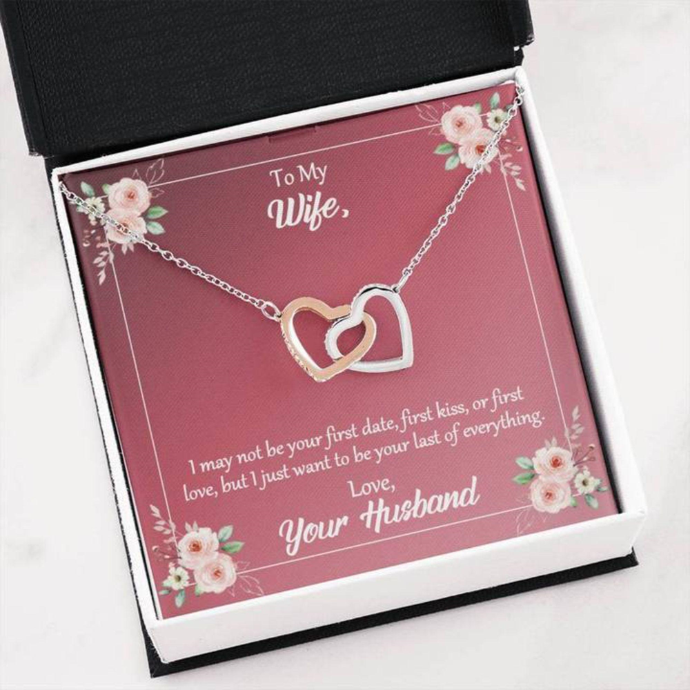 Wife Necklace, To My Wife Gift , I Want To Be The Last Of Everything Two Hearts Necklace - Thegiftio UK