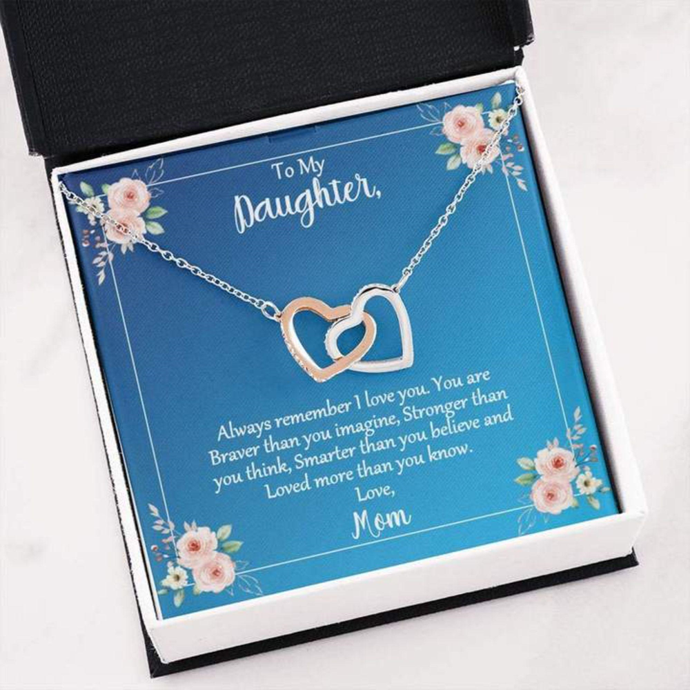 Daughter Necklace, Linked Hearts Necklace To My Daughter You Are Stronger Than You Think Card - Thegiftio UK