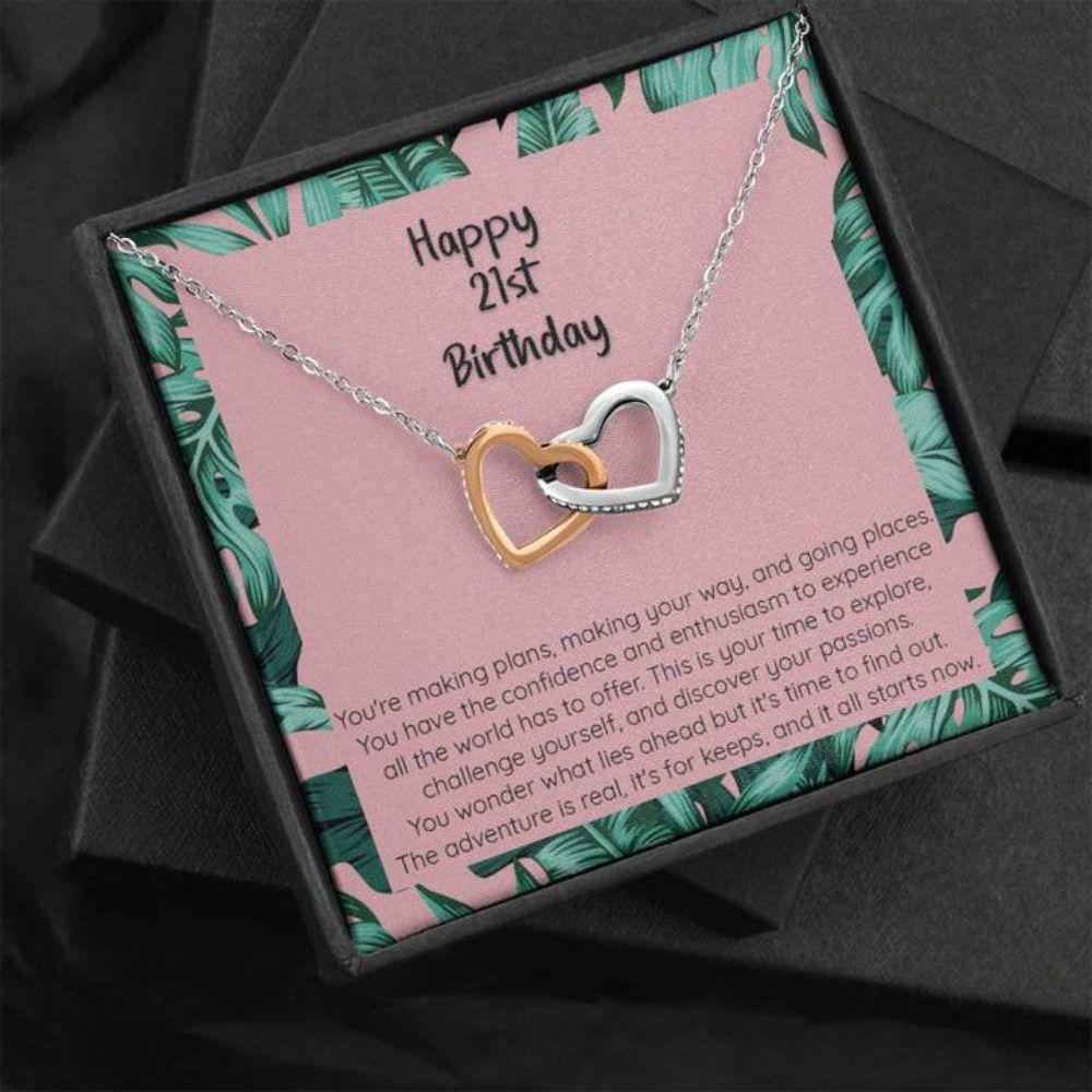 Friend Necklace, 21St Birthday, You Are Going Places. Cz Connected Hearts Necklace - Thegiftio UK