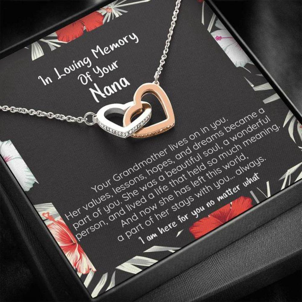 Memorial Necklace, In Loving Memory Of Nana Remembrance Necklace, Connected Heart Forever - Thegiftio UK