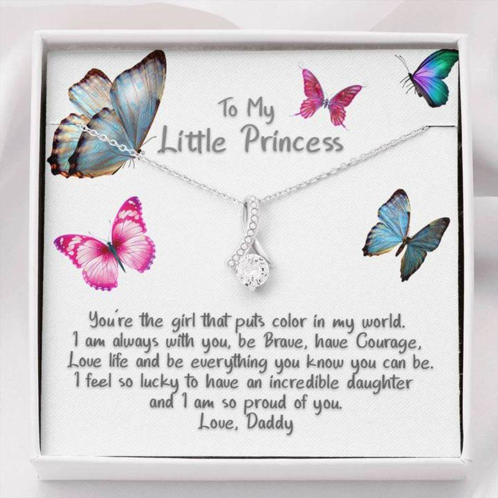 Daughter Necklace, Daughter Gift From Dad Butterfly Sparkly Necklace - Thegiftio