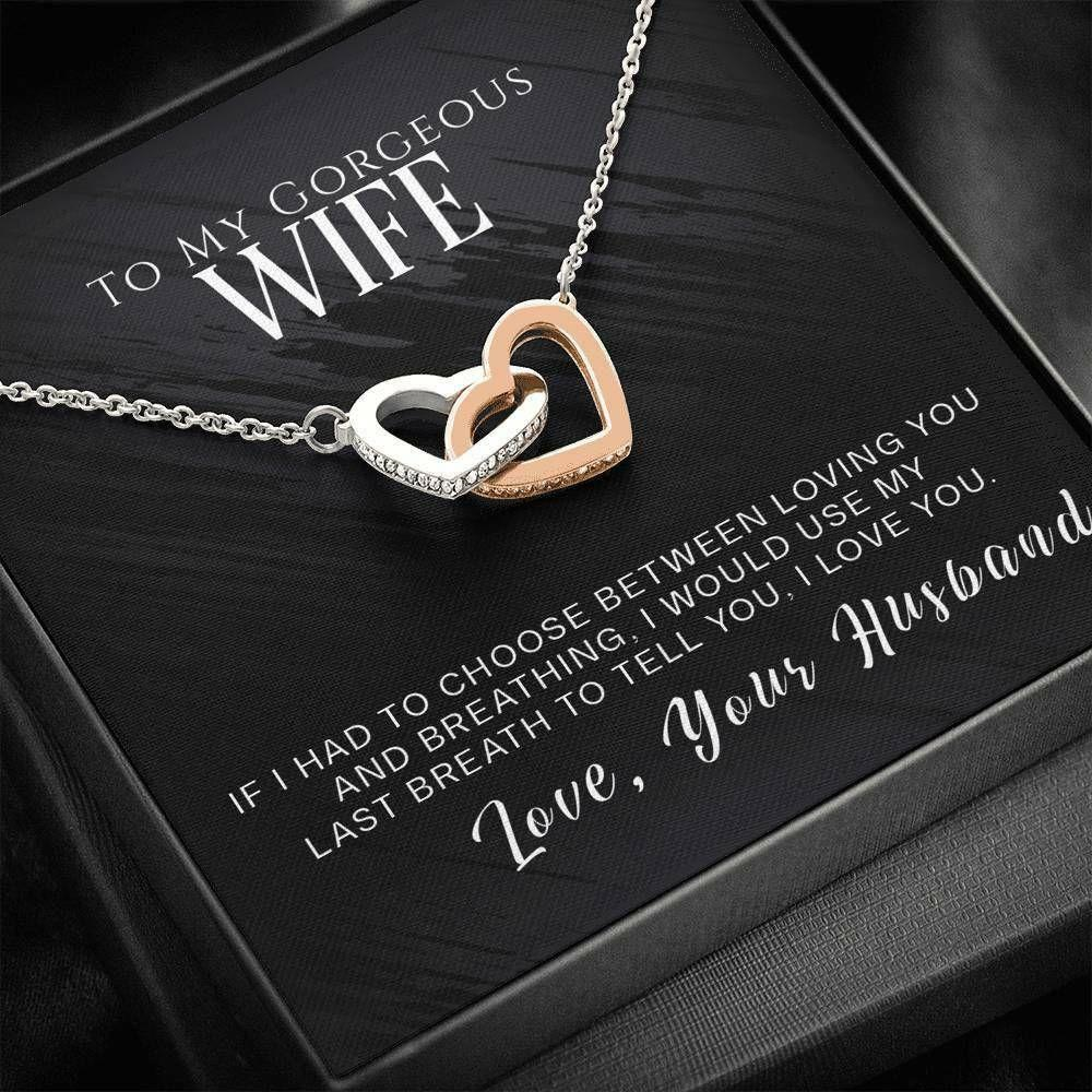 Wife Necklace, To My Gorgeous Wife Necklace Twin Heart Pendant Gift For Wife , If I Had To Choose - Thegiftio UK