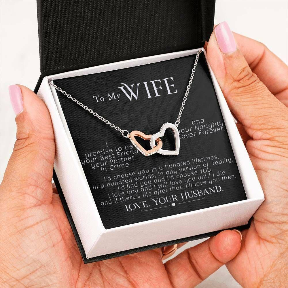 Wife Necklace, To My Wife Necklace Twin Hearts Pendant Wife Gift For Her, I Promise To Be! - Thegiftio UK