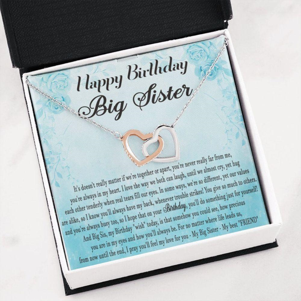 Sister Necklace, Heart Necklace, Big Sister Birthday Necklace Gift With Card, Sentimental Gifts For Big Sister Birthday - Thegiftio UK