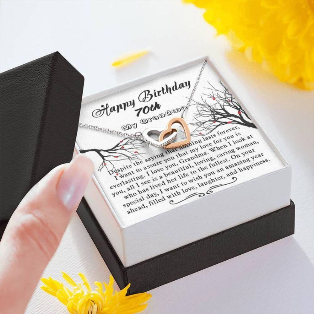 Grandmother Necklace, Grandma Birthday Necklace Gift, 70Th Birthday Necklace Gift For Grandma From Granddaughter, Happy Grandma 70Th Birthday - Thegiftio UK