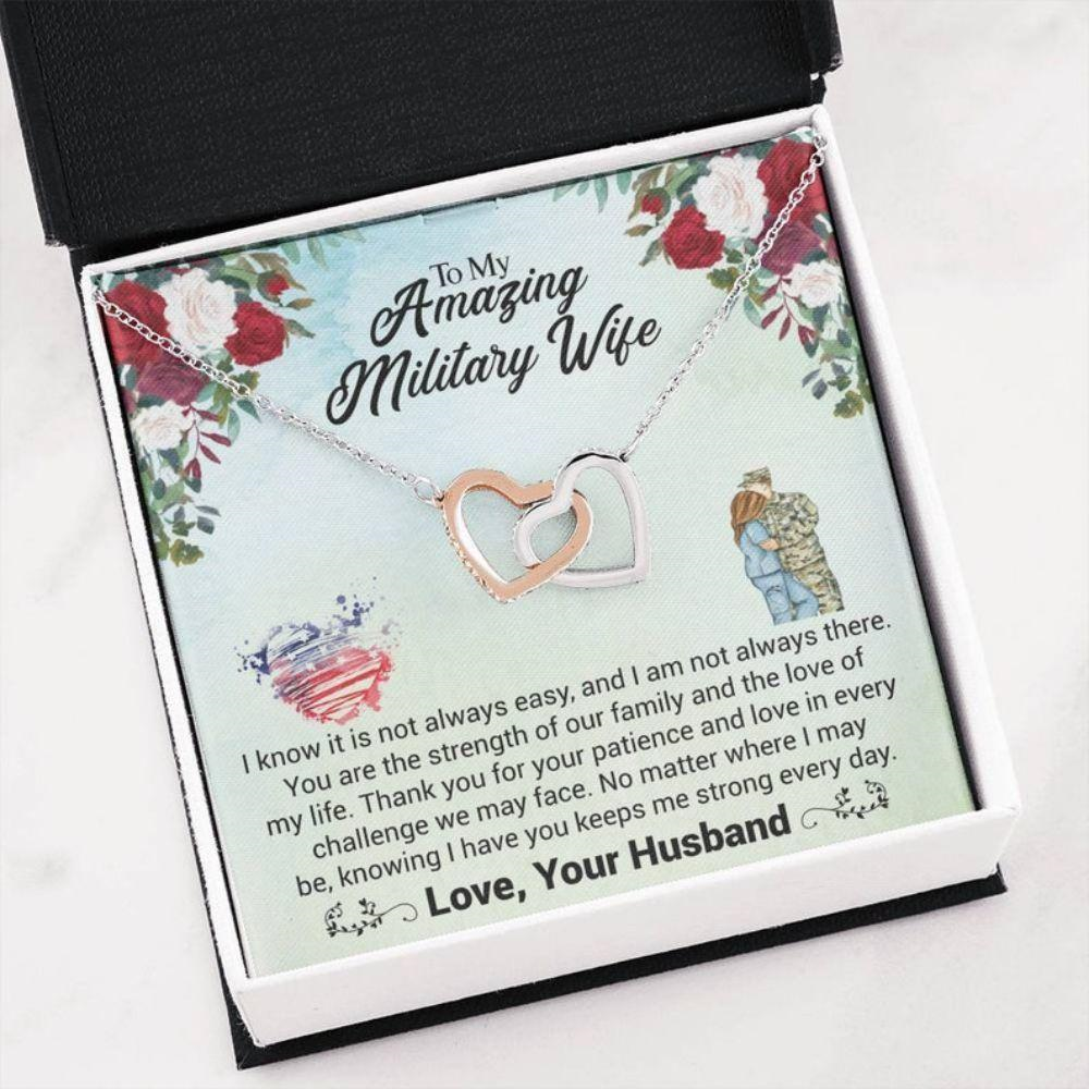 Wife Necklace, Military Wife Necklace , Long Distance Wife Gift , Wife Necklace Card , Army Wife Necklace , Best Navy Wife - Thegiftio UK