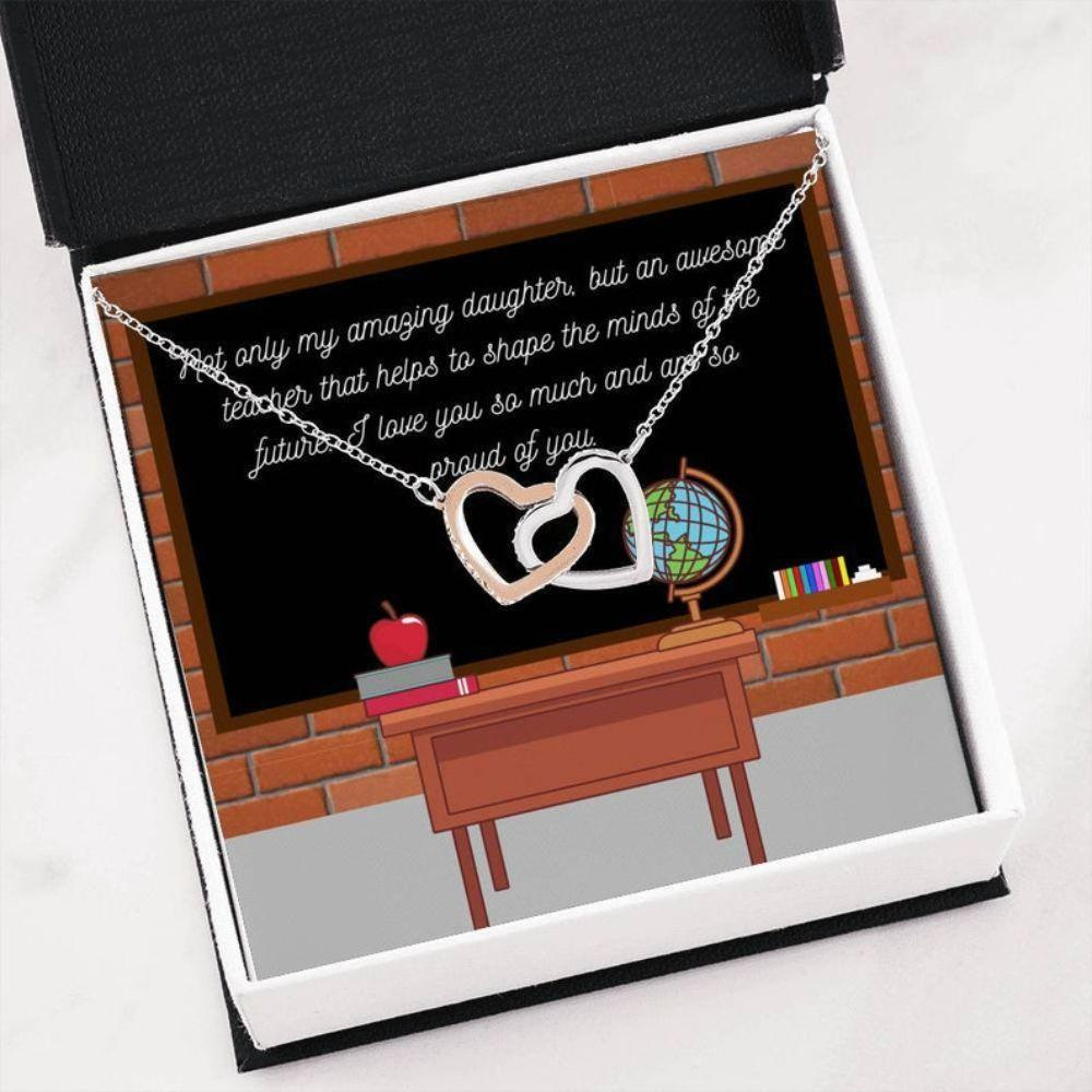 Daughter Necklace, Teacher Daughter Gift , Cute Teacher Necklace , Sentimental Necklace , Daughter Message Gift - Thegiftio UK