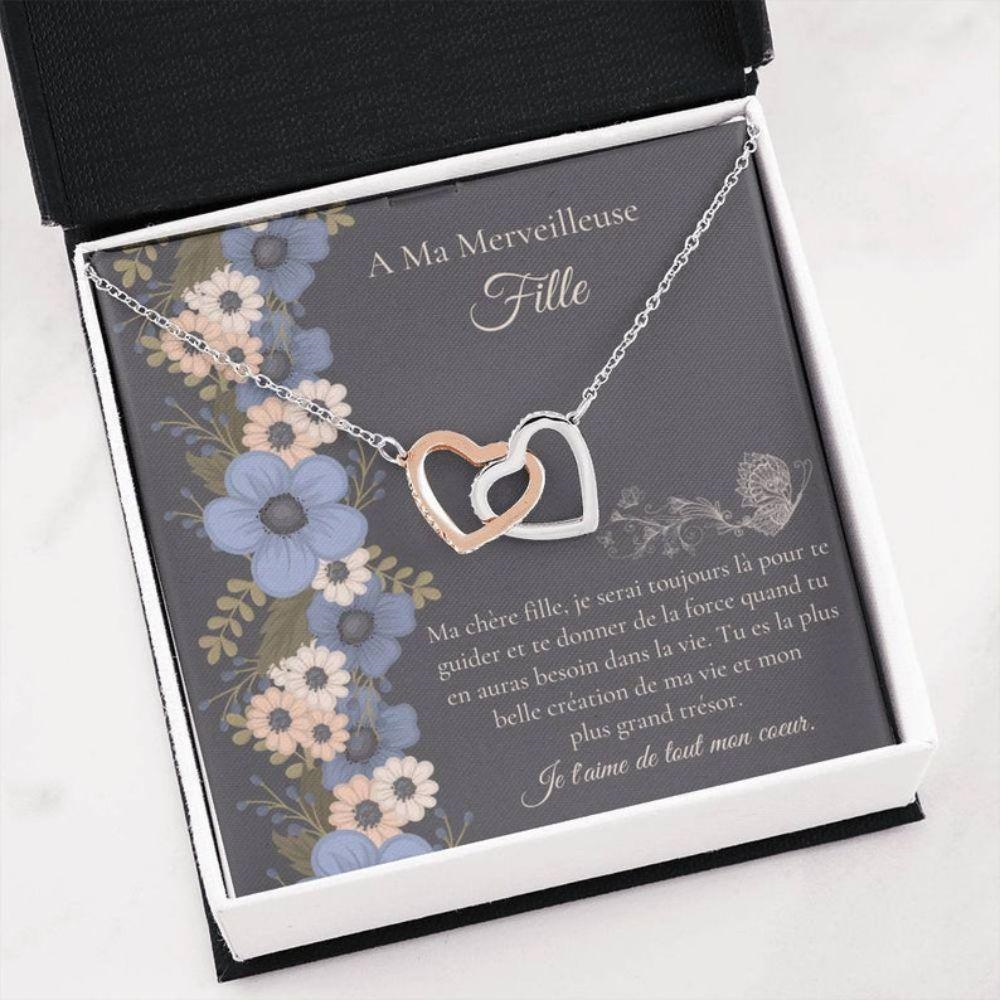 Daughter Necklace, Ma Fille Gift , Daughter Keepsake , French Daughter Gift , Collier Fille , 2 Heart Necklace , Bijoux Fille - Thegiftio UK