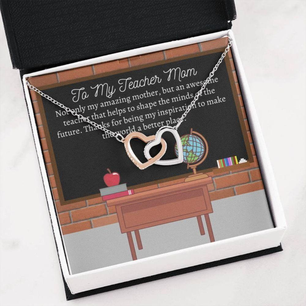 Mom Necklace, Teacher Mom Necklace Gift , Message Card Necklace, Mother Necklace - Thegiftio