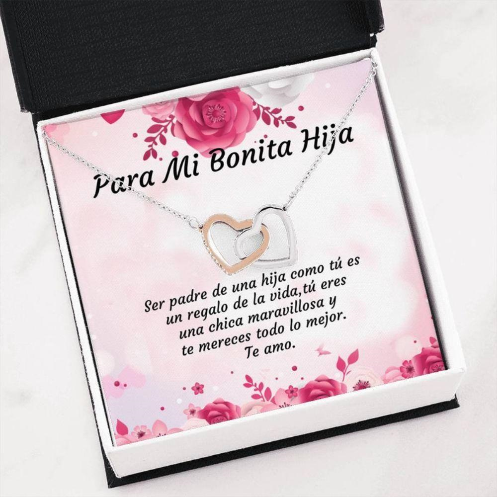 Daughter Necklace, Hija Gift Spanish Necklace , Hija Birthday Gift , Hija De Tu Padre , Frases Para Hija , Best Hija Gift - Thegiftio UK