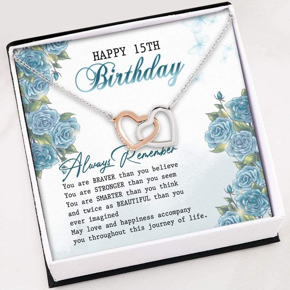 Daughter Necklace, Happy 15Th Birthday Daughter Necklace , Interlocking Hearts Necklace With Gift Box - Thegiftio UK