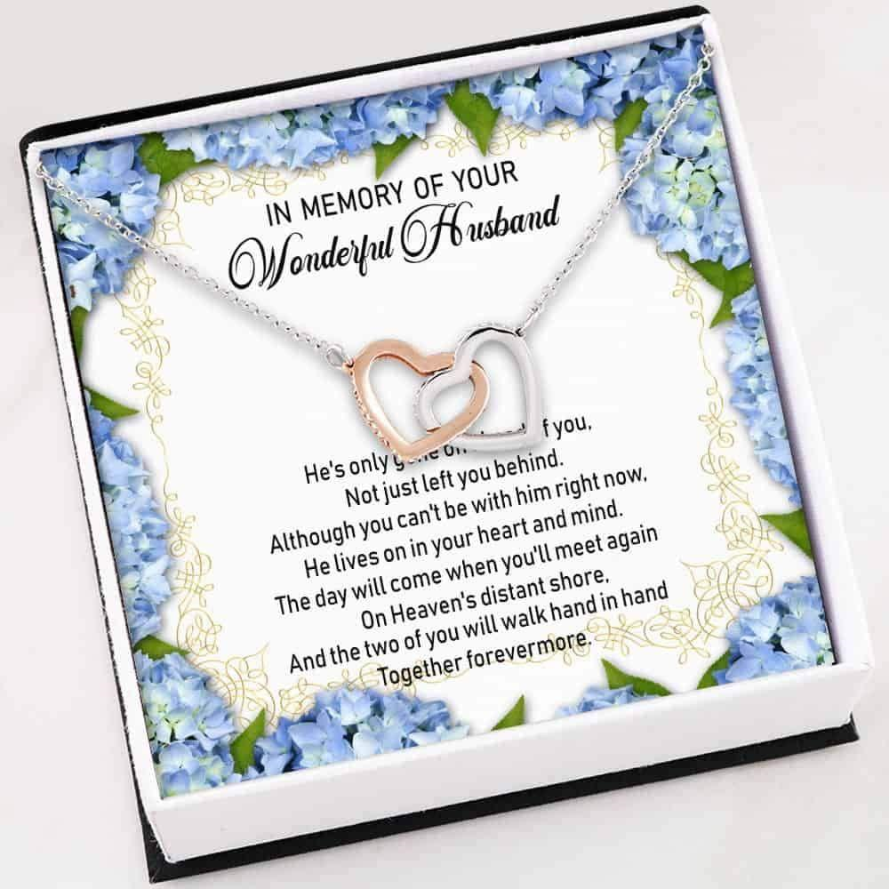 Husband Memorial Necklace , Interlocking Hearts Necklace With Gift Box For Birthday Christmas - Thegiftio UK