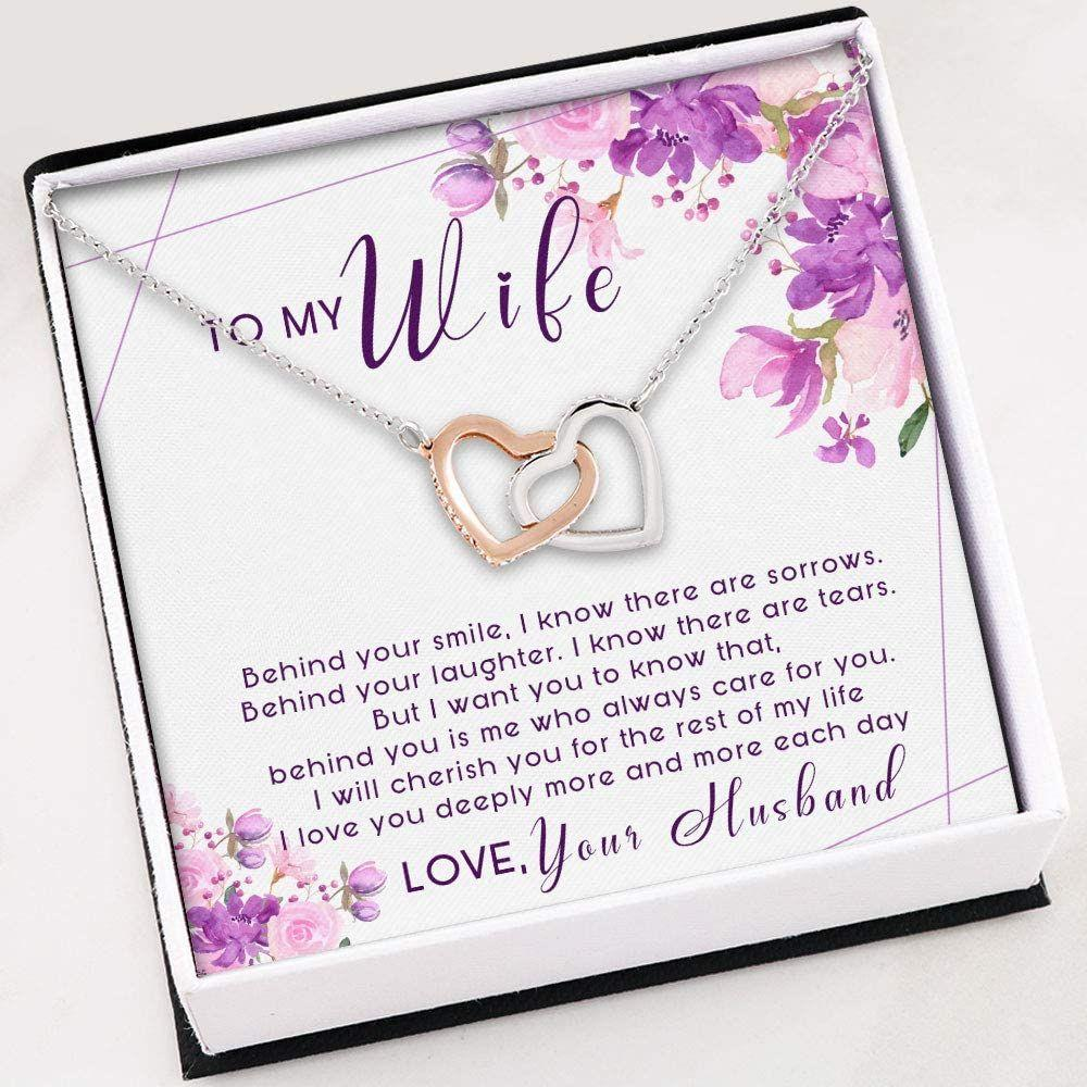 Wife Necklace , To My Wife Necklace , Interlocking Heart Necklace With Gift Box For Birthday Christmas - Thegiftio UK