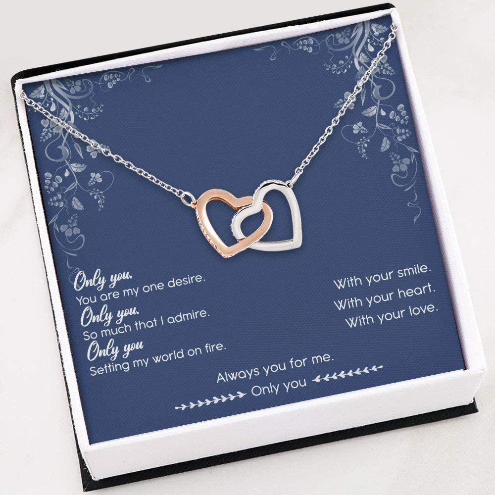 Wife Necklace, Gift For Her , Ony You Necklace , Interlocking Hearts Necklace With Gift Box For Birthday Christmas - Thegiftio UK