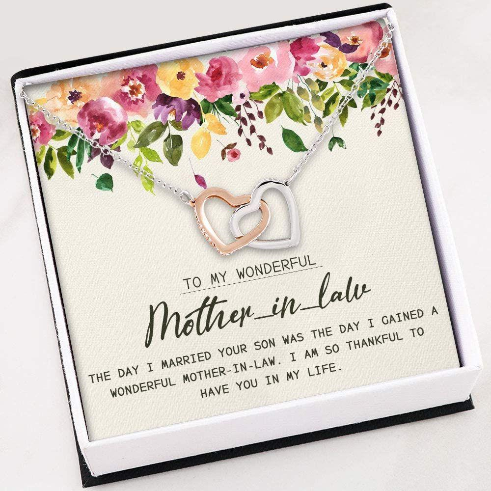 Mother-In-Law Necklace, Mother In Law Gifts , Interlocking Hearts Necklace With Gift Box For Birthday Christmas - Thegiftio UK