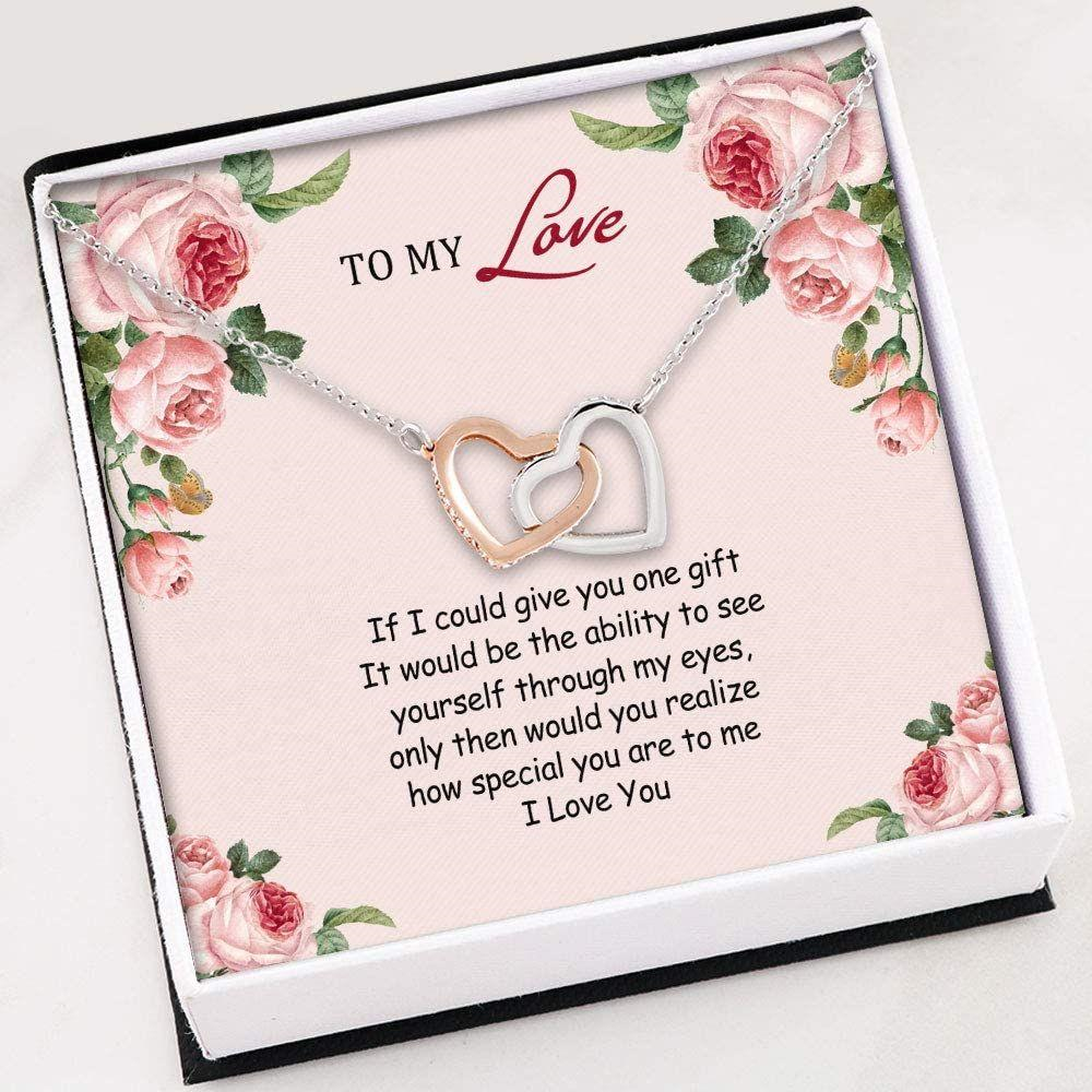 Wife Necklace, My Love Necklace , Necklace Gift For Her , Interlocking Hearts Necklace With Gift Box - Thegiftio UK