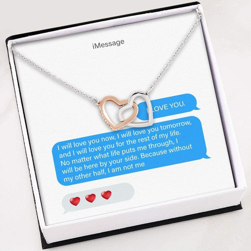 Wife Necklace, My Love Necklace , Message Card For Love , Interlocking Hearts Necklace With Gift Box - Thegiftio UK