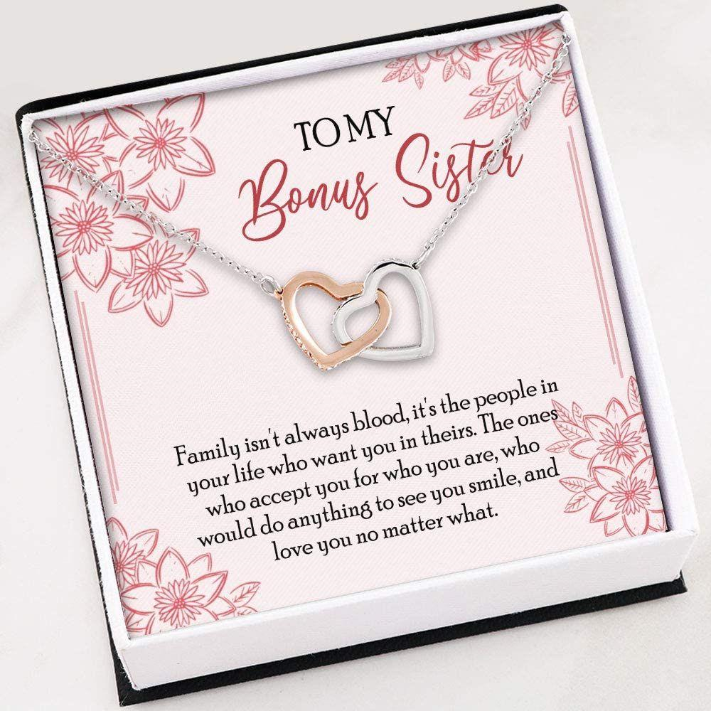 Sister Necklaceunbiological Sister , Bonus Sister Necklace , Interlocking Hearts Necklace With Gift Box - Thegiftio UK