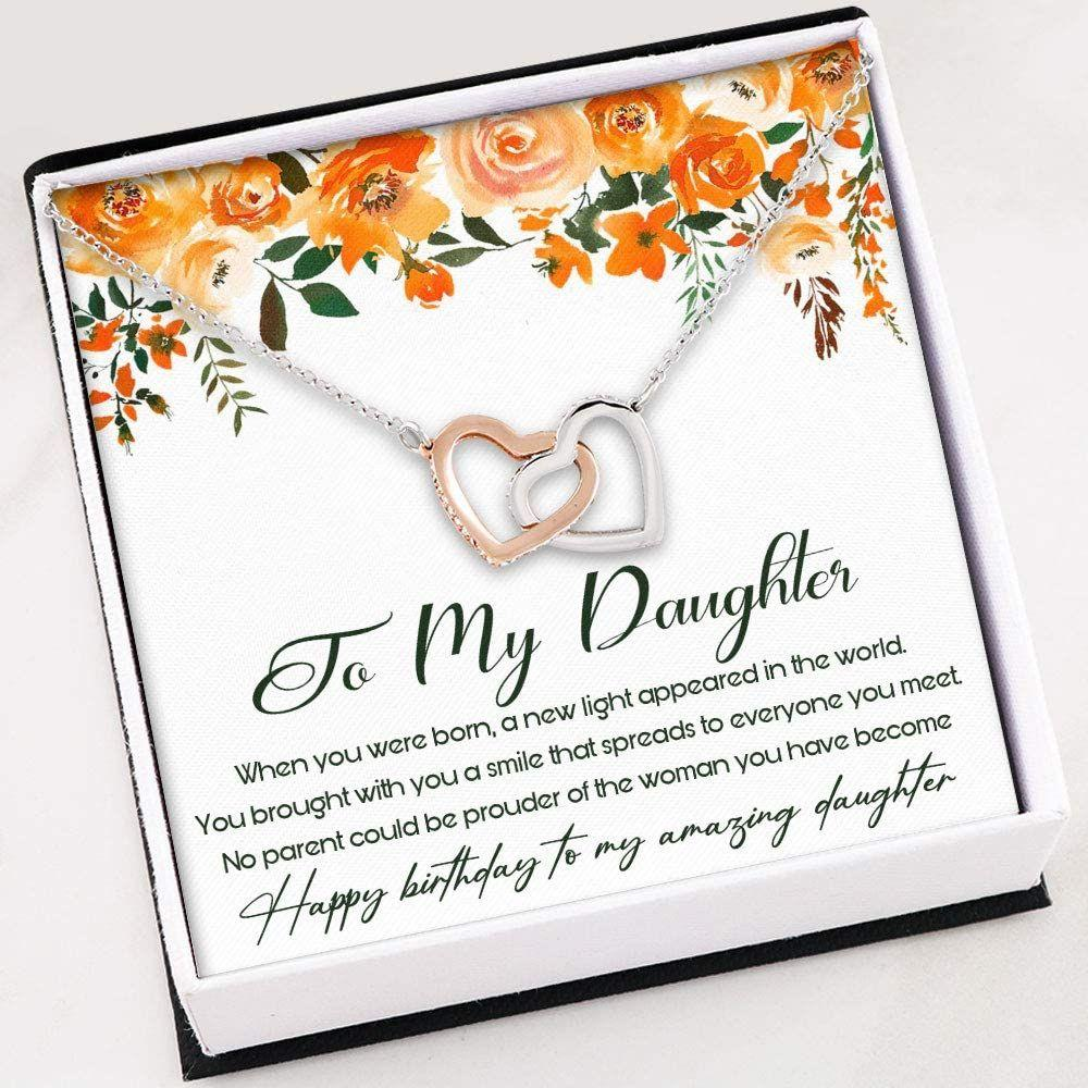 Daughter Necklace, Daughter Birthday Gift Necklace , Interlocking Hearts Necklace With Gift Box - Thegiftio UK