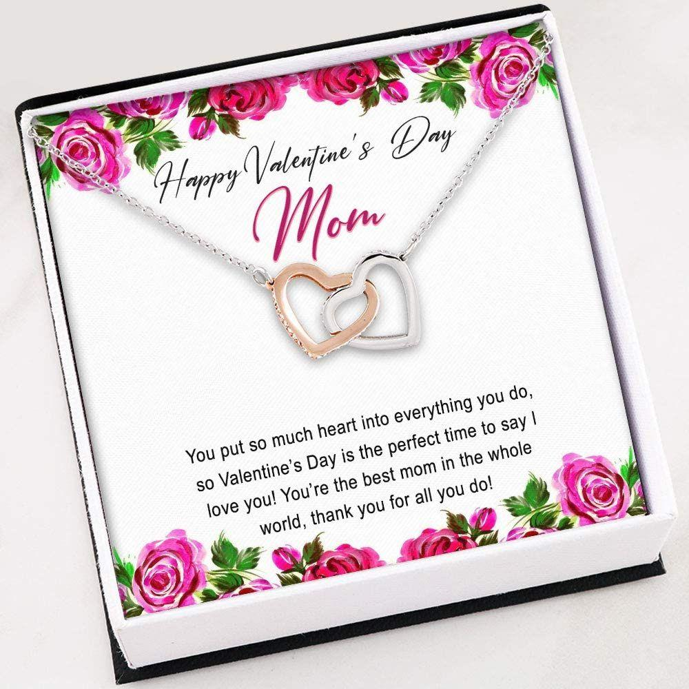 Mom Necklace, Valentine, Day Gift For Mom Necklace , Interlocking Hearts Necklace With Gift Box - Thegiftio UK