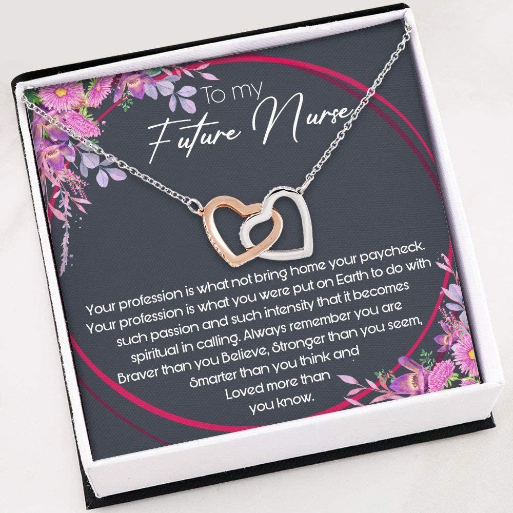 Nurse Necklace , Future Nurse Gift , Interlocking Hearts , Necklace With Gift Box For Birthday Christmas - Thegiftio UK