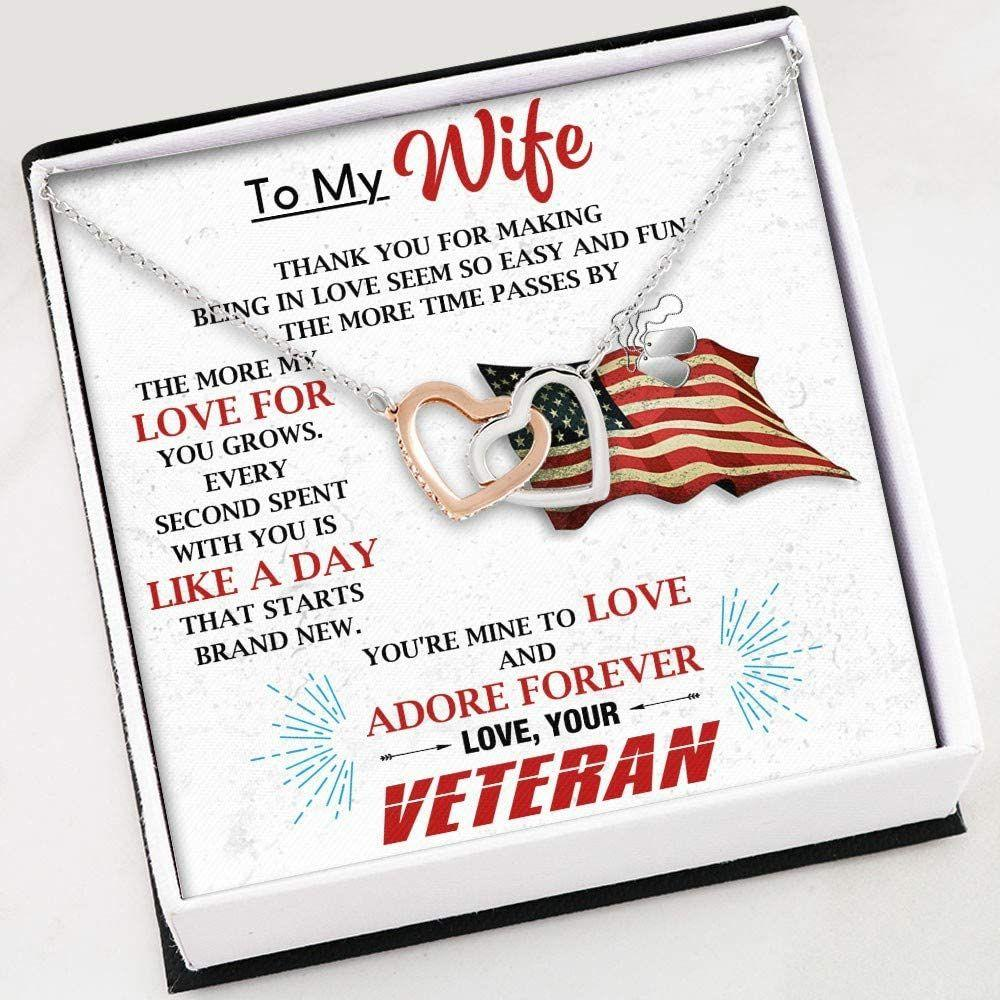 Wife Necklace, Veteran, Wife Necklace , Gift For Wife From Husband Veteran - Thegiftio UK