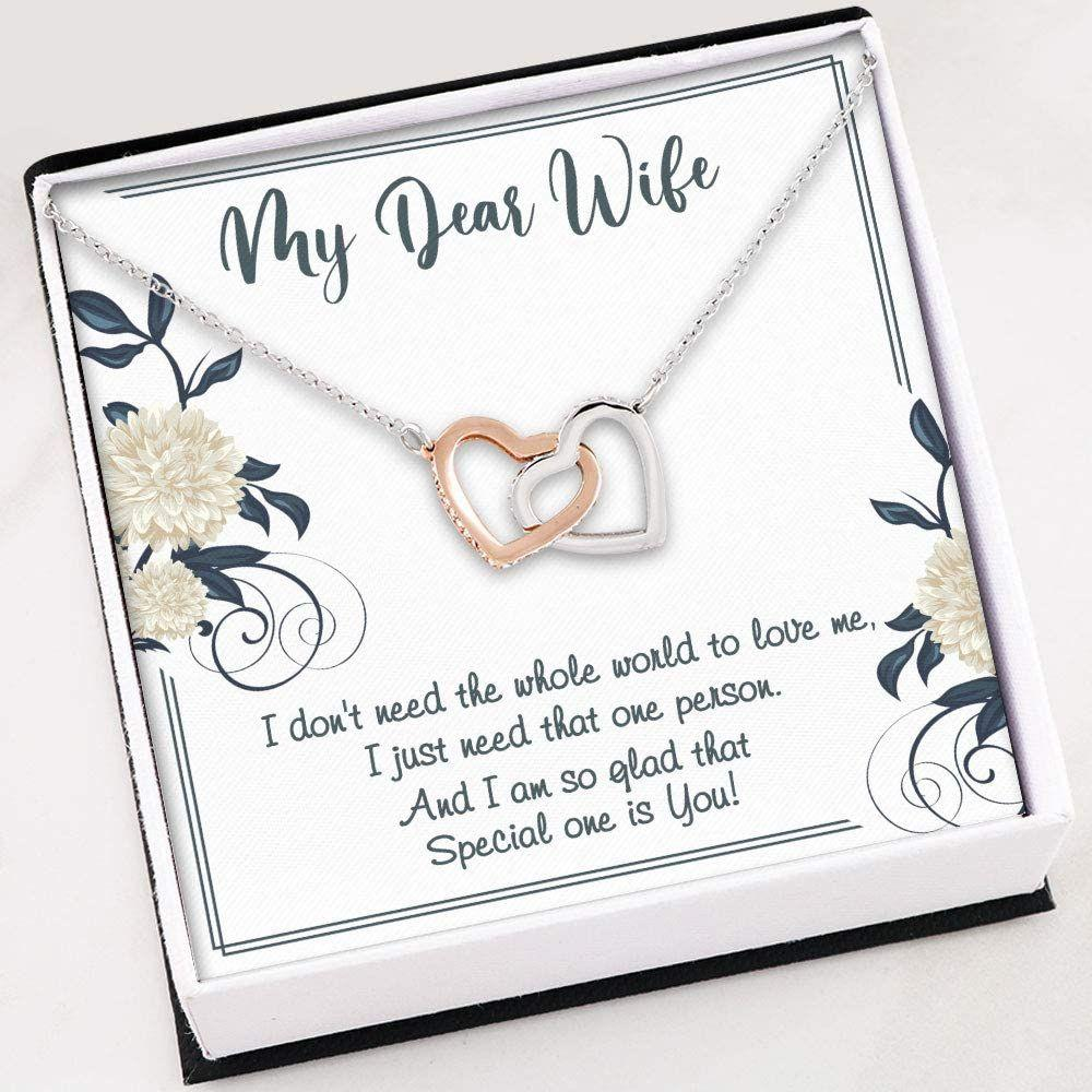 Wife Necklace , My Dear Wife Valentines Day , Interlocking Heats Necklace With Gift Box - Thegiftio UK