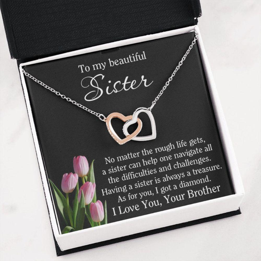 Sister Necklace, Sister Gift From Brother, Necklace For Little Sister, Heart Necklace Gift For Sister, Sister, Gift - Thegiftio UK
