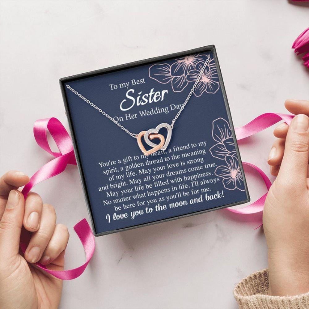 Sister Necklace, Sister Gift On Wedding Day, To Bride Necklace From Sister Brother, To My Sister On Her Wedding Necklace - Thegiftio UK