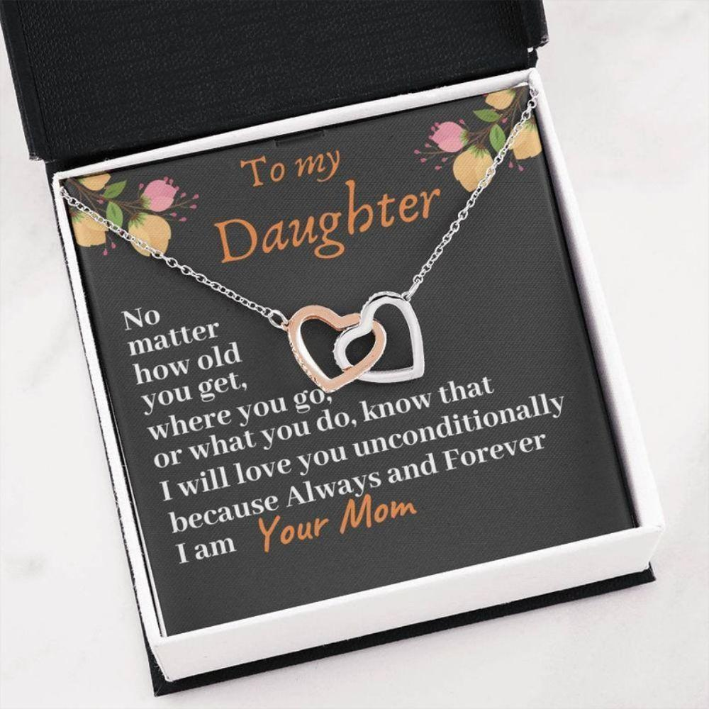 Daughter Necklace, To My Daughter I Love You Unconditionally Two Hearts Necklace, Birthday Gift - Thegiftio UK