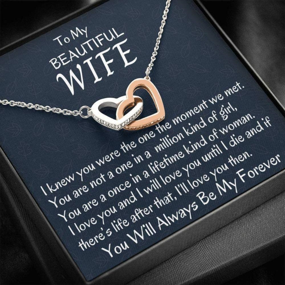 Wife Necklace, Necklace Gift For Her, Anniversary Necklace Gift Necklace, Birthday Gift, Interlocking Hearts Necklace Gift For Her, Gift For Wife - Thegiftio UK