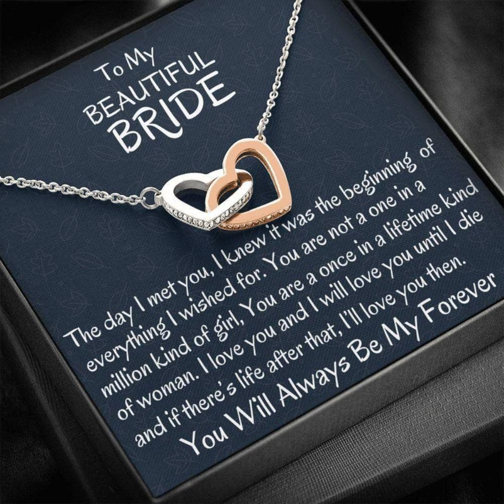 Future Wife Necklace, From Groom To Bride Two Hearts Necklace Gift, To My Bride Gift, Wedding Day Gift For Bride - Thegiftio UK