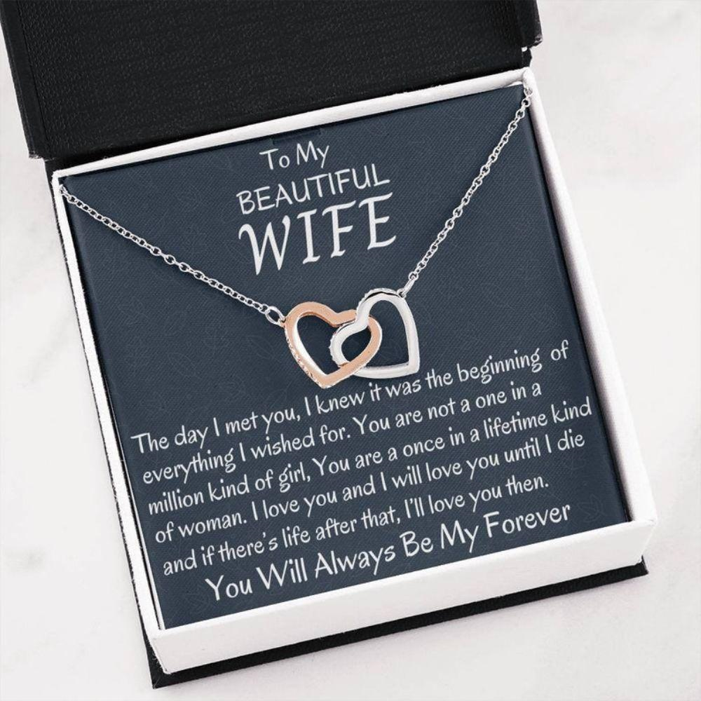 Wife Necklace, To My Wife Gift Two Hearts Necklace For Her Anniversary, Birthday Gift, Gift For Her, Gift For Wif - Thegiftio UK