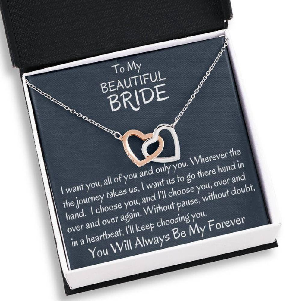 Future Wife Necklace, To My Beautiful Bride Two Hearts Necklace, Groom To Bride Gift, Wife To Be Gift, My Love Gift - Thegiftio UK