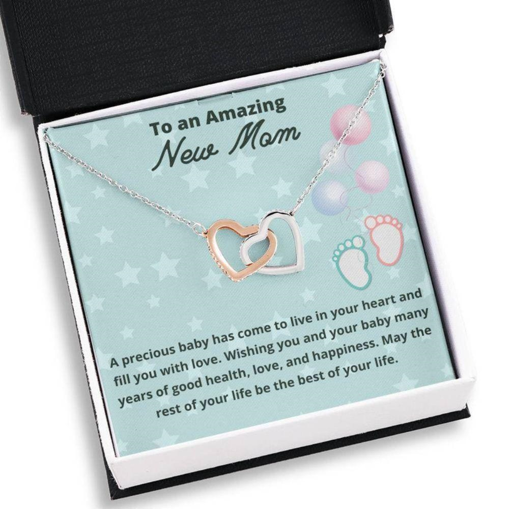 Mom Necklace, Gift For New Mom Two Hearts Necklace First Time Mom To Be Gifts, Present For New Mom - Thegiftio UK